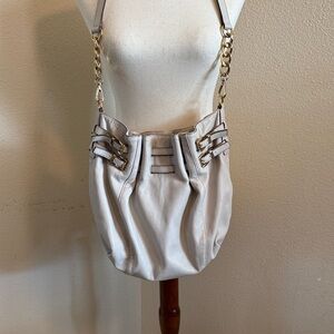 MICHAEL Michael Kors Cream Shoulder Bag with Gold Accents
